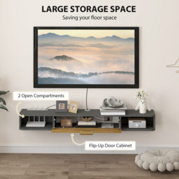 HOMCOM 140 cm Floating TV Stand with Storage - Charcoal Grey - thumbnail 5
