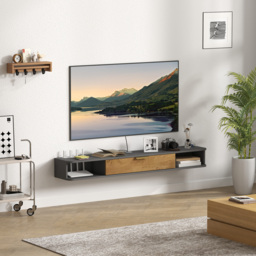 HOMCOM 140 cm Floating TV Stand with Storage - Charcoal Grey - thumbnail 9