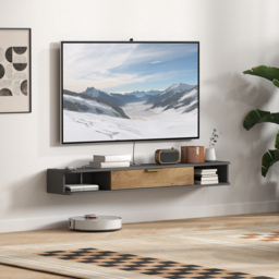 HOMCOM 140 cm Floating TV Stand with Storage - Charcoal Grey - thumbnail 7