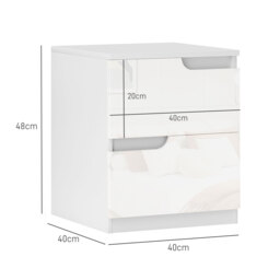 HOMCOM High Gloss Bedside Table Set of 2 - White - thumbnail 3