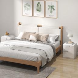 HOMCOM High Gloss Bedside Table Set of 2 - White - thumbnail 2