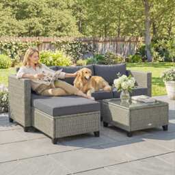 Outsunny 5-Piece Rattan Patio Furniture Set with Corner Sofa, Footstools, Coffee Table, for Poolside, Dark Grey - thumbnail 8