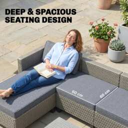 Outsunny 5-Piece Rattan Patio Furniture Set with Corner Sofa, Footstools, Coffee Table, for Poolside, Dark Grey - thumbnail 4