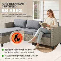 Outsunny 5-Piece Rattan Patio Furniture Set with Corner Sofa, Footstools, Coffee Table, for Poolside, Dark Grey - thumbnail 5