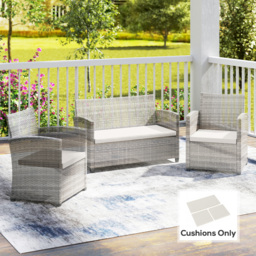 Outsunny Outdoor Seat Cushion Pads for Rattan Furniture, 3 PCs Garden Furniture Cushions, Cream White - thumbnail 2