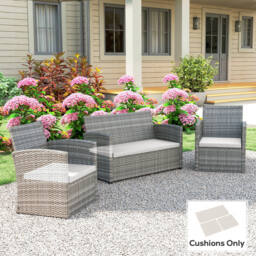 Outsunny Outdoor Seat Cushion Pads for Rattan Furniture, 3 PCs Garden Furniture Cushions, Cream White - thumbnail 9