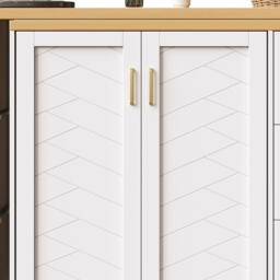 Multifunctional Kitchen Island for Dining & Living Areas, Extendable Bar Cart with 2 Doors & 3 Drawers, 135-228L x 39W x 104H cm, White - Aosom UK - thumbnail 9