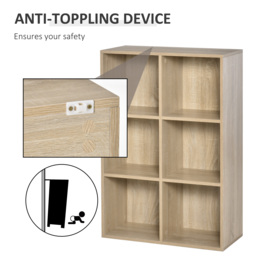 HOMCOM Six-Cube Bookcase - Oak Wood Effect - Aosom UK - thumbnail 6