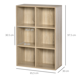 HOMCOM Six-Cube Bookcase - Oak Wood Effect - Aosom UK - thumbnail 3