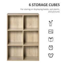 HOMCOM Six-Cube Bookcase - Oak Wood Effect - Aosom UK - thumbnail 5