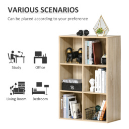 HOMCOM Six-Cube Bookcase - Oak Wood Effect - Aosom UK - thumbnail 4