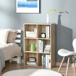 HOMCOM Six-Cube Bookcase - Oak Wood Effect - Aosom UK - thumbnail 2