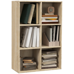 HOMCOM Six-Cube Bookcase - Oak Wood Effect - Aosom UK - thumbnail 1