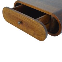 Solid Wood Wall-Mounted Round Bedside with Stain-Based Finish and Drawer, Desk with Clear Natural Finish, 32L x 45W x 15H cm, Brown - Aosom UK - thumbnail 4