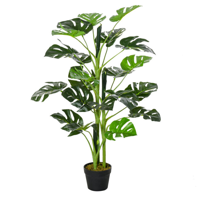Outsunny Artificial Monstera Delight: Lifelike Cheese Plant w/ 21 Lush Leaves, Nursery Pot for Indoor/Outdoor Tropical Flair, Verdant Green - Aosom UK - image 1