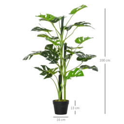 Outsunny Artificial Monstera Delight: Lifelike Cheese Plant w/ 21 Lush Leaves, Nursery Pot for Indoor/Outdoor Tropical Flair, Verdant Green - Aosom UK - thumbnail 3