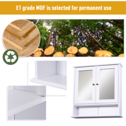 HOMCOM Bathroom Mirror with Storage, 1 Internal Adjustable Shelves, 2 Knob Handles to Open the 2 Doors, White - Aosom UK - thumbnail 7