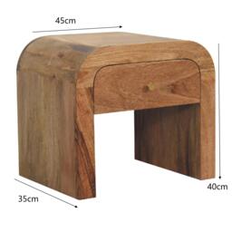 Darcy Solid Mango Wood Bedside Table with Drawer and Clear Natural Finish, Handcrafted Desk for Bedroom, 35L x 45W x 40H cm, Brown - Aosom UK - thumbnail 3