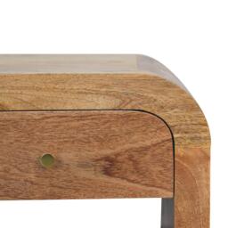 Darcy Solid Mango Wood Bedside Table with Drawer and Clear Natural Finish, Handcrafted Desk for Bedroom, 35L x 45W x 40H cm, Brown - Aosom UK - thumbnail 5