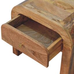 Darcy Solid Mango Wood Bedside Table with Drawer and Clear Natural Finish, Handcrafted Desk for Bedroom, 35L x 45W x 40H cm, Brown - Aosom UK - thumbnail 4