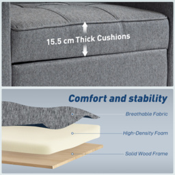 HOMCOM 3-in-1 Single Sofa Bed, Convertible Sleeper Chair Bed - Dark Grey - thumbnail 7