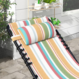 Outsunny Beach Chaise Lounger Pair: 4-Position Adjustable Garden Cots with Metal Frames, Multicoloured - thumbnail 8