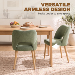 HOMCOM Dining Chairs Set Upholstered Kitchen Chenille Tool Free Assembly Rubberwood Legs, Green - thumbnail 7