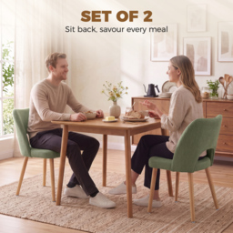 HOMCOM Dining Chairs Set Upholstered Kitchen Chenille Tool Free Assembly Rubberwood Legs, Green - thumbnail 4