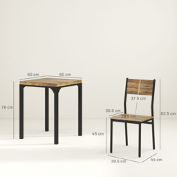 HOMCOM Three-Piece Minimal and Compact Dining Set, Rustic Brown - thumbnail 3