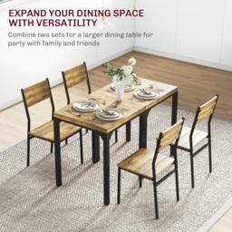 HOMCOM Three-Piece Minimal and Compact Dining Set, Rustic Brown - thumbnail 7