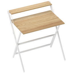 HOMCOM 81.5 cm Folding Computer Desk with Monitor Shelf - Natural Wood Finish - thumbnail 1