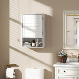 HOMCOM Bathroom Cabinet, Wall Mounted Storage Cabinet with Adjustable Shelves, 40 x 20 x 60 cm, White - thumbnail 2