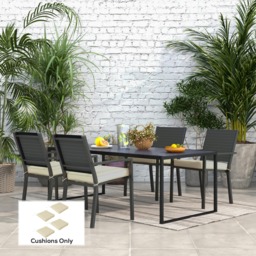 Outsunny 4-Piece Replacement Seat Cushions, Patio Chair Pillow Set with Ties, Indoor/Outdoor Use, Beige - Aosom UK - thumbnail 2
