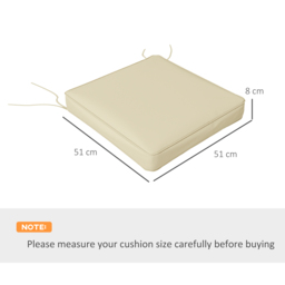 Outsunny 4-Piece Replacement Seat Cushions, Patio Chair Pillow Set with Ties, Indoor/Outdoor Use, Beige - Aosom UK - thumbnail 3