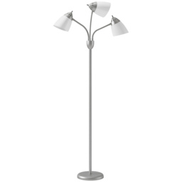HOMCOM Arc Tree Floor Lamp with 3 Adjustable Rotating Lights and 3000K/4500K/6500K Colour Temperatures, Silver Tone - thumbnail 1