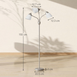 HOMCOM Arc Tree Floor Lamp with 3 Adjustable Rotating Lights and 3000K/4500K/6500K Colour Temperatures, Silver Tone - thumbnail 3