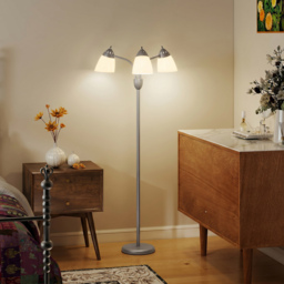 HOMCOM Arc Tree Floor Lamp with 3 Adjustable Rotating Lights and 3000K/4500K/6500K Colour Temperatures, Silver Tone - thumbnail 9
