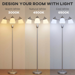 HOMCOM Arc Tree Floor Lamp with 3 Adjustable Rotating Lights and 3000K/4500K/6500K Colour Temperatures, Silver Tone - thumbnail 4