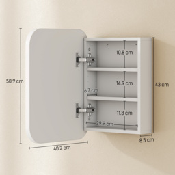 HOMCOM Bathroom Medicine Cabinet with Mirror, Bathroom Wall Cabinet with Adjustable Shelves, Soft Close Hinges, White - thumbnail 3