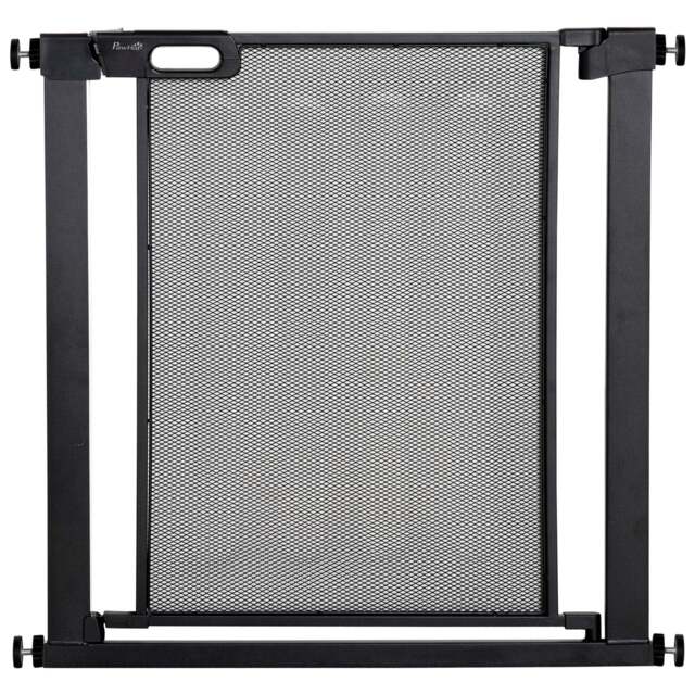 PawHut Pressure Fit Safety Gate for Doors and Stairs, Dog Gate with Auto Close, Pet Barrier for Hallways, with Double Locking Openings 75-82 cm Black - image 1