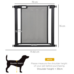 PawHut Pressure Fit Safety Gate for Doors and Stairs, Dog Gate with Auto Close, Pet Barrier for Hallways, with Double Locking Openings 75-82 cm Black - thumbnail 3