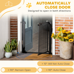 PawHut Pressure Fit Safety Gate for Doors and Stairs, Dog Gate with Auto Close, Pet Barrier for Hallways, with Double Locking Openings 75-82 cm Black - thumbnail 5