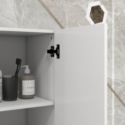 kleankin Multi-Storage Slim Bathroom Cabinet - High Gloss White - Aosom UK - thumbnail 8