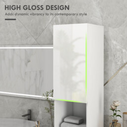 kleankin Multi-Storage Slim Bathroom Cabinet - High Gloss White - Aosom UK - thumbnail 4