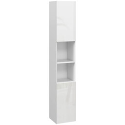 kleankin Multi-Storage Slim Bathroom Cabinet - High Gloss White - Aosom UK