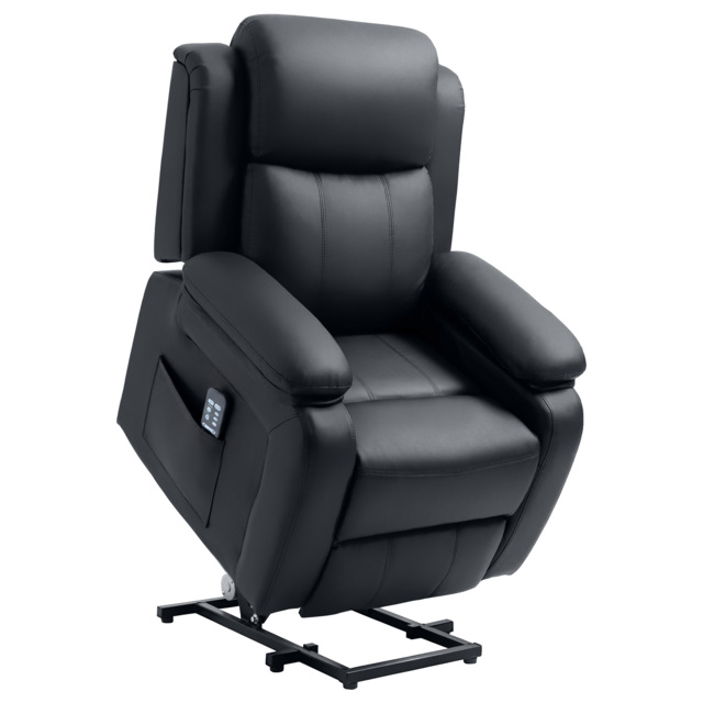 HOMCOM Riser and Recliner Chair with Vibration Massage, PU Leather Power Lift Chair for Elderly, Black - image 1