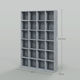 HOMCOM CD Display Shelf with Adjustable Shelves, Multi-functional Media Organizers, Suitable for Storing CDs, DVDs, Blu-rays, 89 x 130.5 cm, Cement Grey - Aosom UK - thumbnail 3
