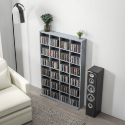 HOMCOM CD Display Shelf with Adjustable Shelves, Multi-functional Media Organizers, Suitable for Storing CDs, DVDs, Blu-rays, 89 x 130.5 cm, Cement Grey - Aosom UK - thumbnail 8
