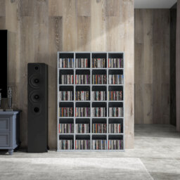 HOMCOM CD Display Shelf with Adjustable Shelves, Multi-functional Media Organizers, Suitable for Storing CDs, DVDs, Blu-rays, 89 x 130.5 cm, Cement Grey - Aosom UK - thumbnail 9