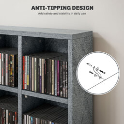 HOMCOM CD Display Shelf with Adjustable Shelves, Multi-functional Media Organizers, Suitable for Storing CDs, DVDs, Blu-rays, 89 x 130.5 cm, Cement Grey - Aosom UK - thumbnail 6